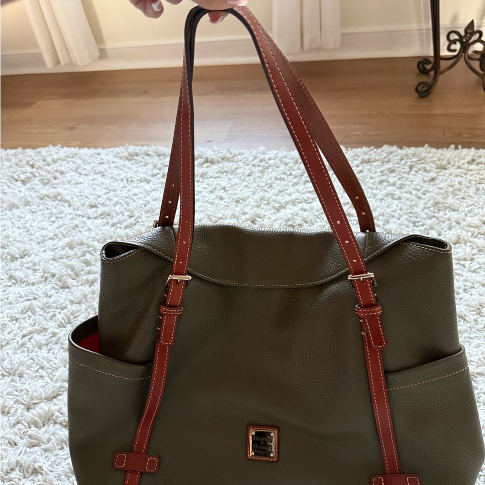 Dooney & Bourke Olive Green Leather Tote Bag